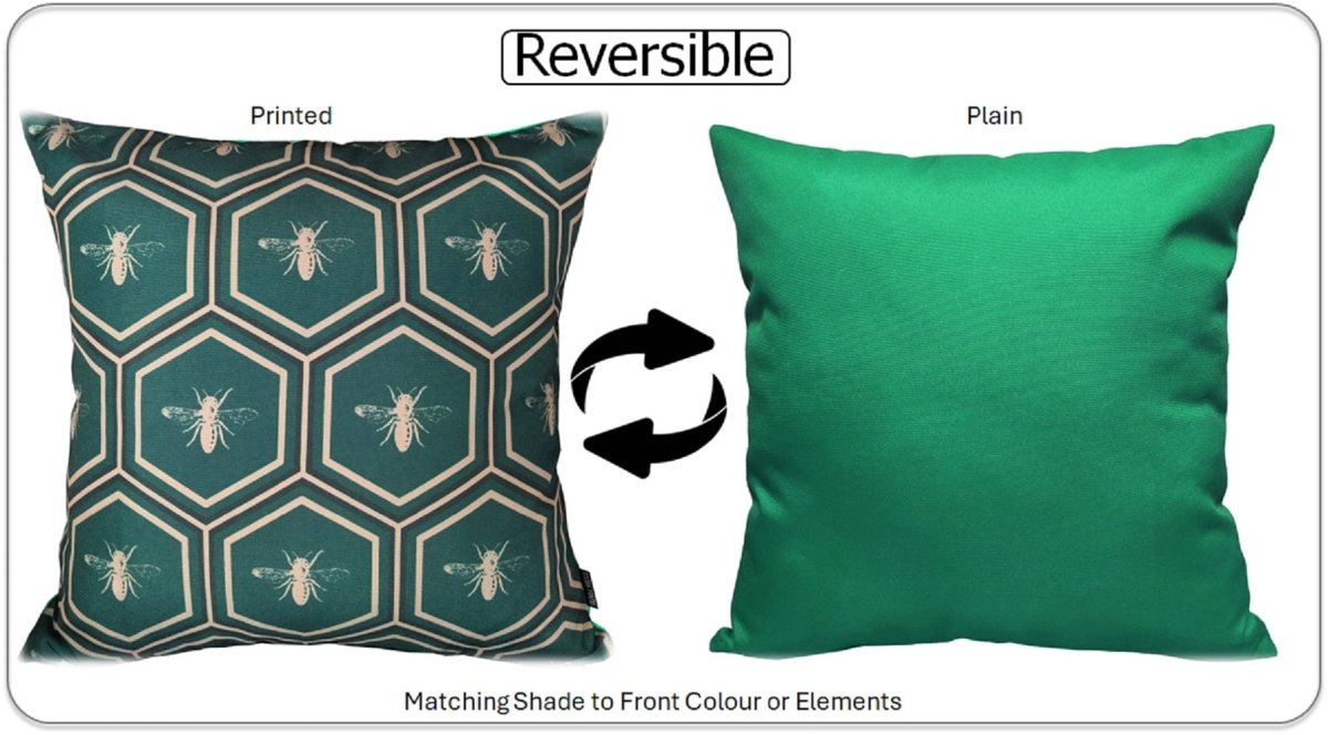 OLIVIA ROCCO Emerald Bees Waterproof Cushion Covers 43 x 43 cm Reversible Breathable - Joe’s Haven