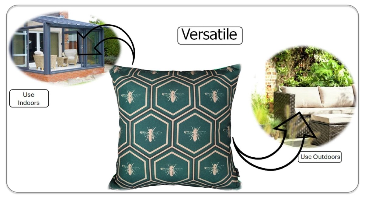 OLIVIA ROCCO Emerald Bees Waterproof Cushion Covers 43 x 43 cm Reversible Breathable - Joe’s Haven