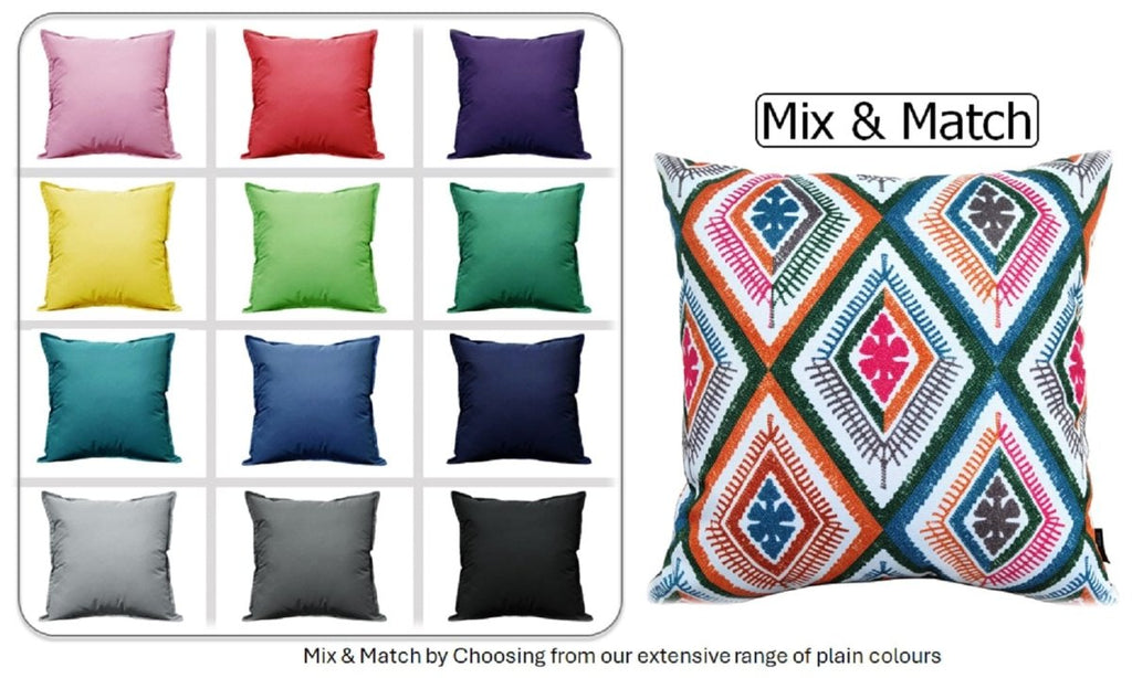 OLIVIA ROCCO Vibrant Meze Outdoor Waterproof Cushion Covers 43 x 43 cm Garden Patio - Joe’s Haven