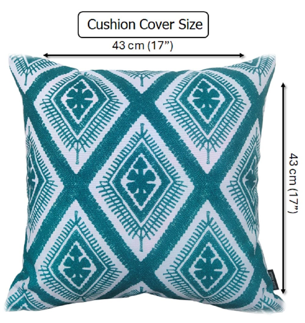 OLIVIA ROCCO Meze Teal Waterproof Cushion Covers 43 x 43 cm Reversible Breathable Indoor - Joe’s Haven