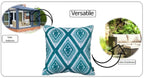 OLIVIA ROCCO Meze Teal Waterproof Cushion Covers 43 x 43 cm Reversible Breathable Indoor - Joe’s Haven