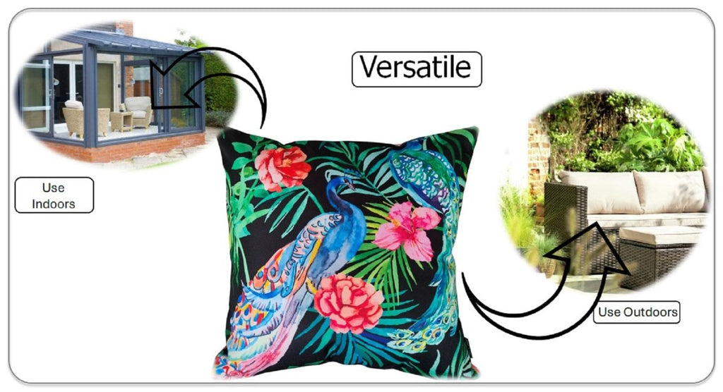 OLIVIA ROCCO Peacock Waterproof Cushion Covers 43 X 43 CM Reversible Breathable Bedroom Refresh Sofa Accent - Joe’s Haven