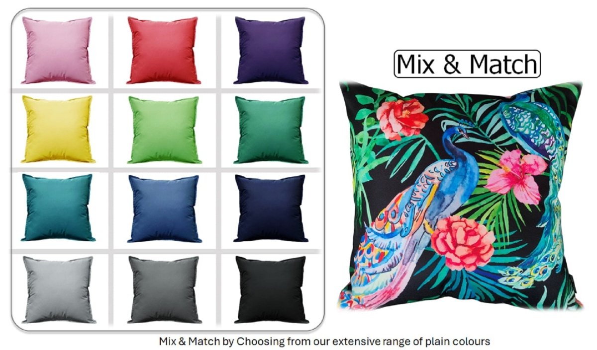 OLIVIA ROCCO Peacock Waterproof Cushion Covers 43 X 43 CM Reversible Breathable Bedroom Refresh Sofa Accent - Joe’s Haven