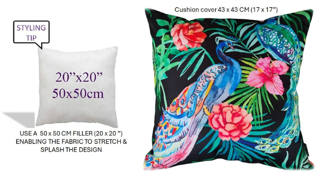 OLIVIA ROCCO Peacock Waterproof Cushion Covers 43 X 43 CM Reversible Breathable Bedroom Refresh Sofa Accent - Joe’s Haven