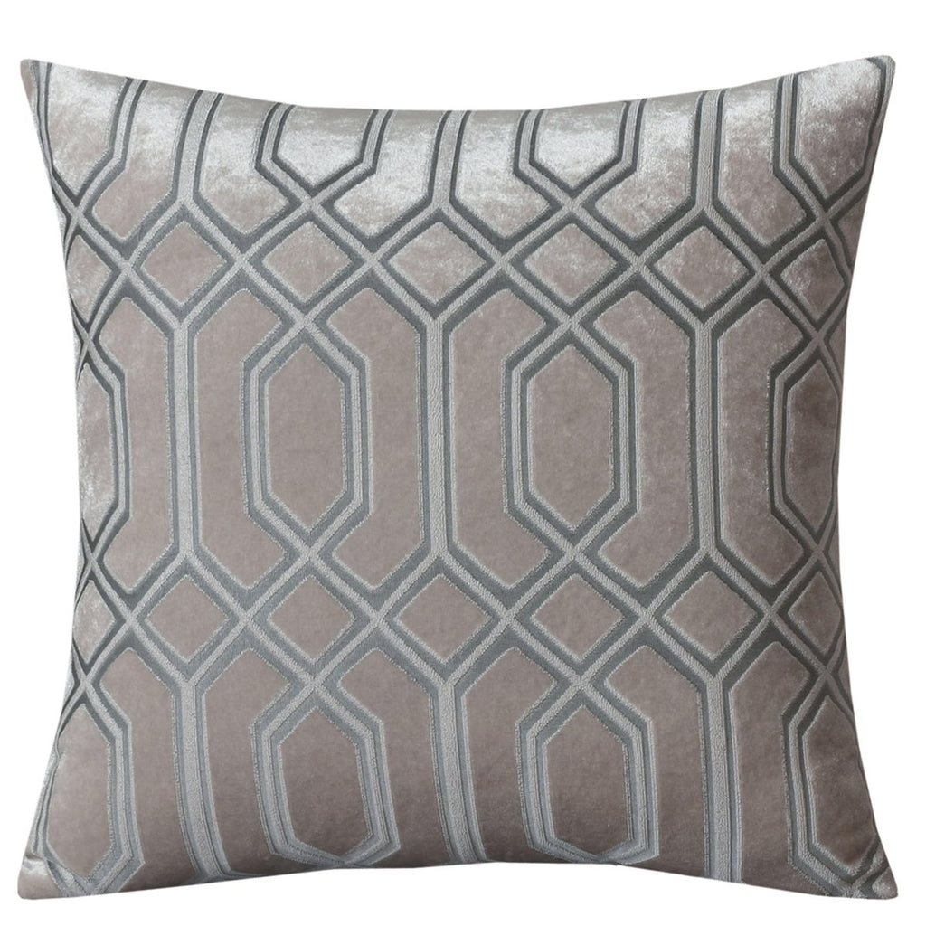 OLIVIA ROCCO Luxe Geo Velvet Cushion Covers 2 Pack Champagne Geometric Decorative - Joe’s Haven