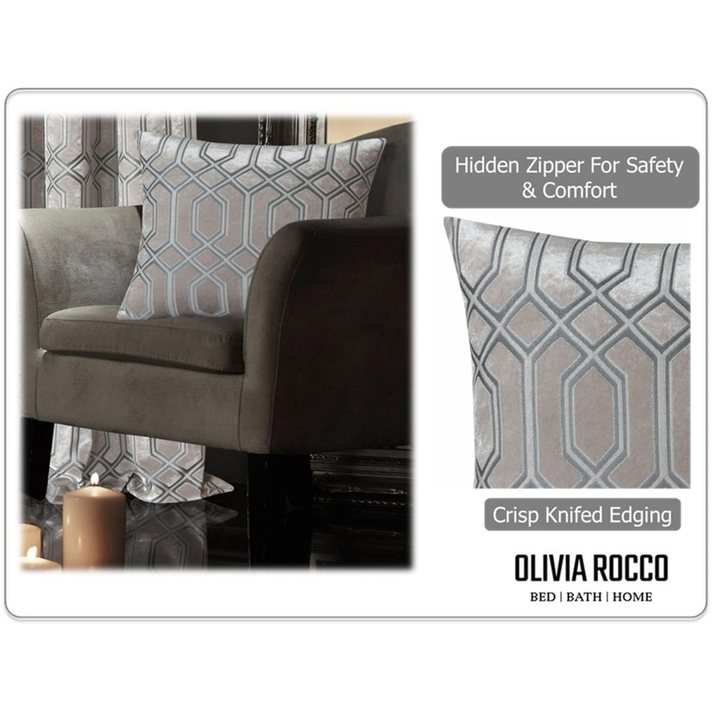 OLIVIA ROCCO Luxe Geo Velvet Cushion Covers 2 Pack Champagne Geometric Decorative - Joe’s Haven