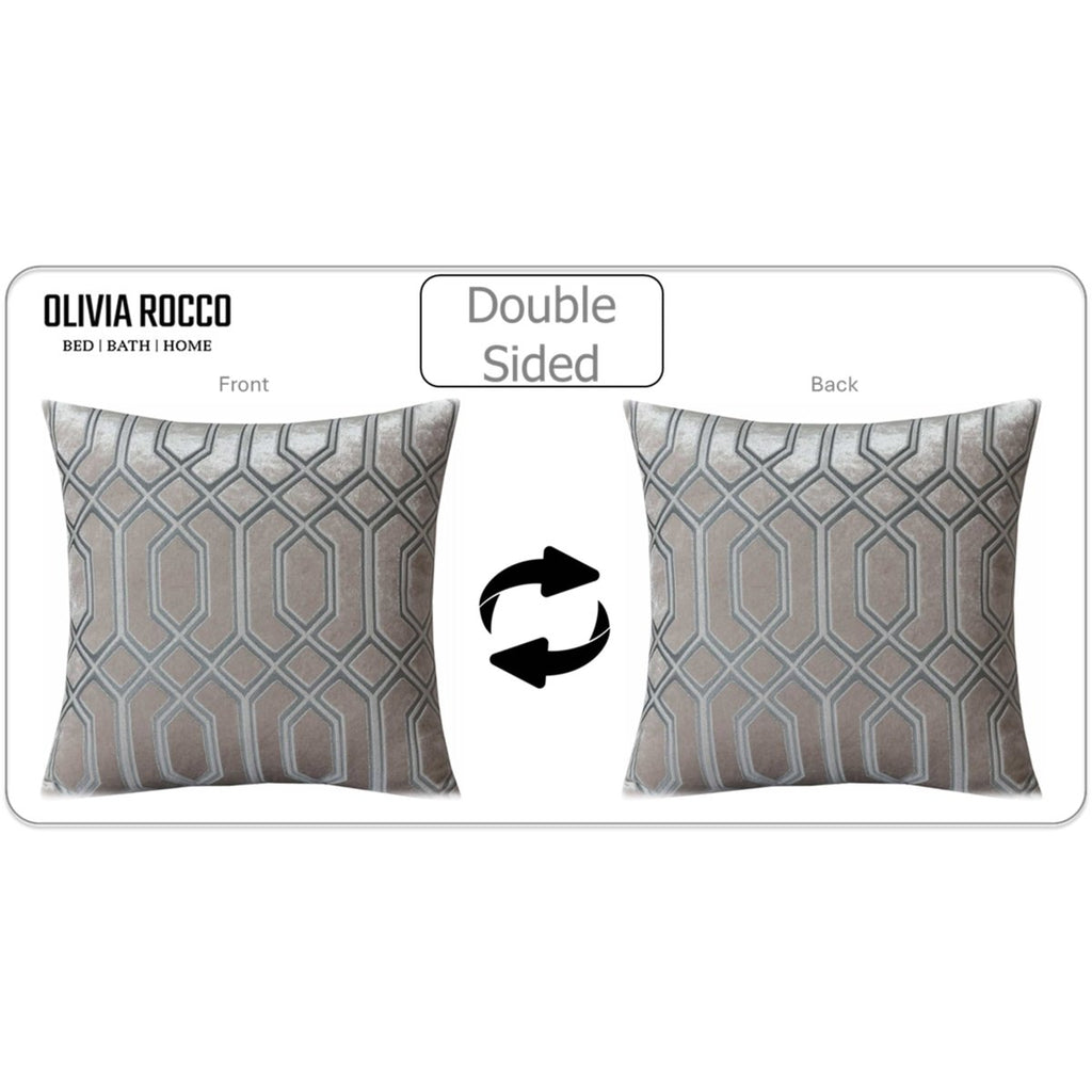 OLIVIA ROCCO Luxe Geo Velvet Cushion Covers 2 Pack Champagne Geometric Decorative - Joe’s Haven