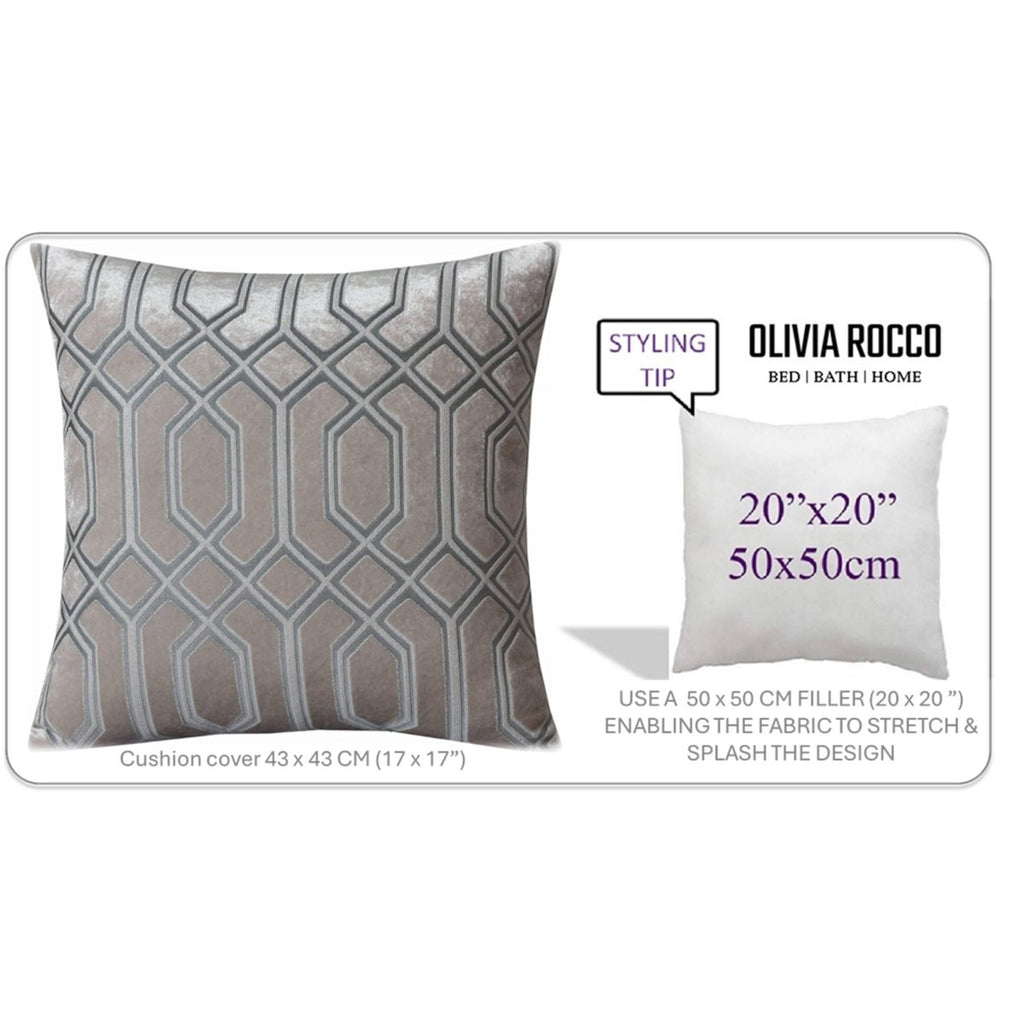 OLIVIA ROCCO Luxe Geo Velvet Cushion Covers 2 Pack Champagne Geometric Decorative - Joe’s Haven