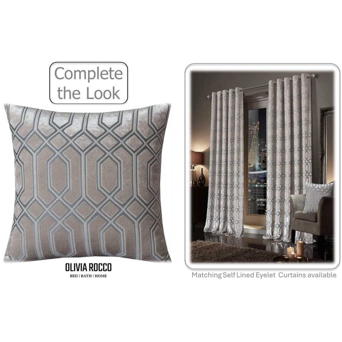 OLIVIA ROCCO Luxe Geo Velvet Cushion Covers 2 Pack Champagne Geometric Decorative - Joe’s Haven