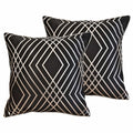 OLIVIA ROCCO Geo Sparkle Cushion Covers 2 Pack Geometric Decorative Pillow Cases Black Hotel - Style Sofa or Bed Accent - Joe’s Haven