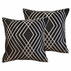 OLIVIA ROCCO Geo Sparkle Cushion Covers 2 Pack Geometric Decorative Pillow Cases Black Hotel - Style Sofa or Bed Accent - Joe’s Haven
