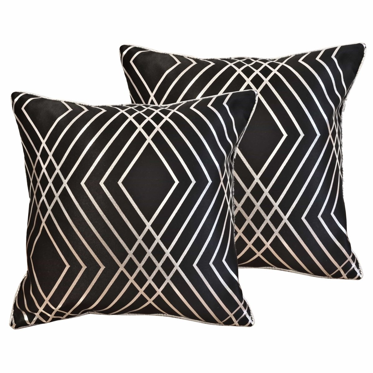 OLIVIA ROCCO Geo Sparkle Cushion Covers 2 Pack Geometric Decorative Pillow Cases Black Hotel - Style Sofa or Bed Accent - Joe’s Haven