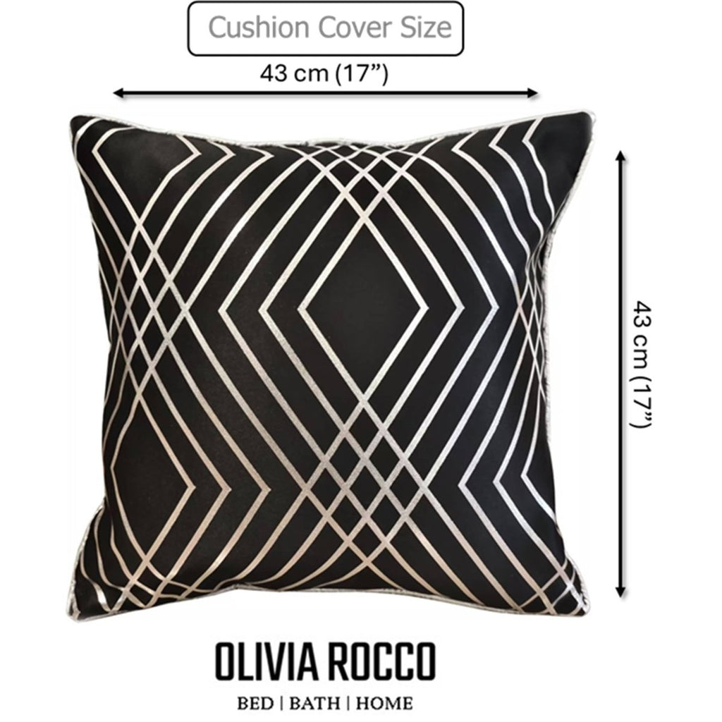 OLIVIA ROCCO Geo Sparkle Cushion Covers 2 Pack Geometric Decorative Pillow Cases Black Hotel - Style Sofa or Bed Accent - Joe’s Haven