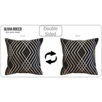 OLIVIA ROCCO Geo Sparkle Cushion Covers 2 Pack Geometric Decorative Pillow Cases Black Hotel - Style Sofa or Bed Accent - Joe’s Haven