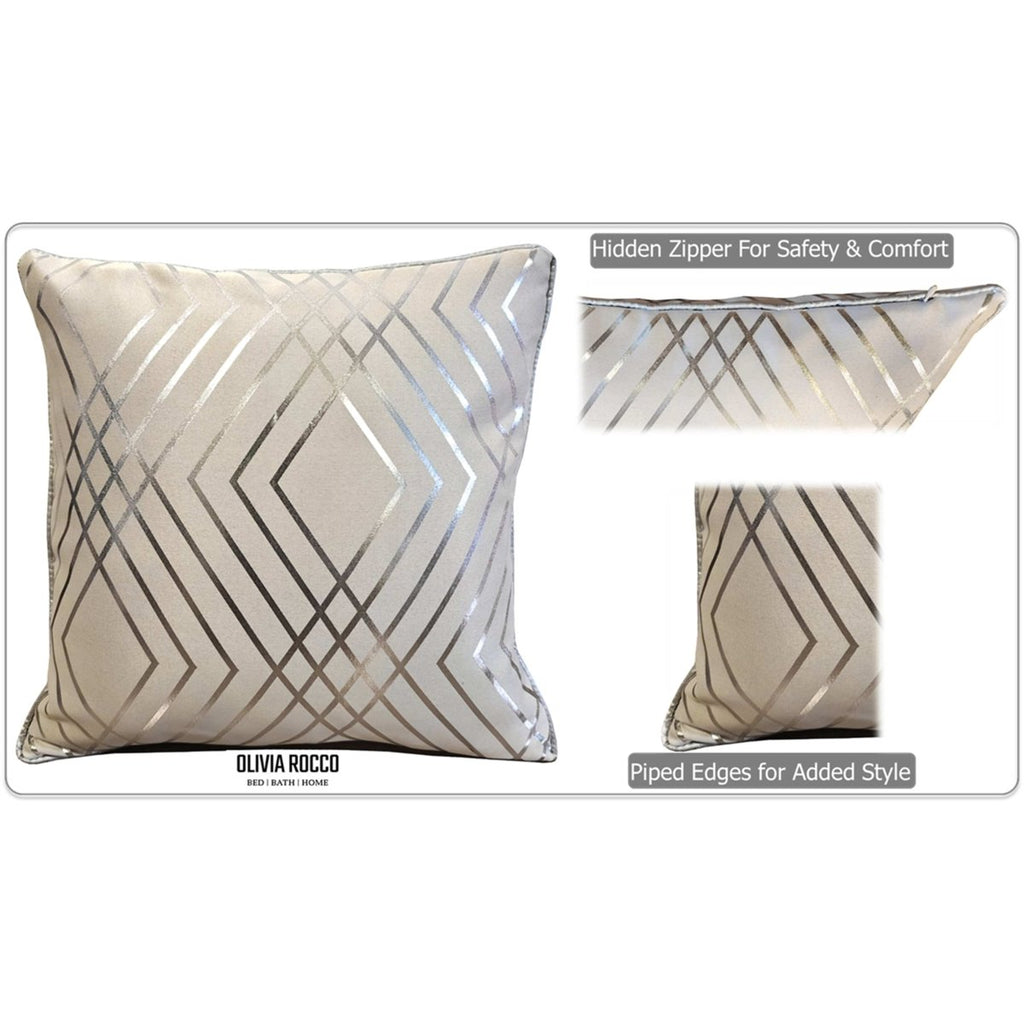 OLIVIA ROCCO Geo Sparkle Cushion Covers 2 Pack Natural For Sofa Bed Chair Lounge - Joe’s Haven