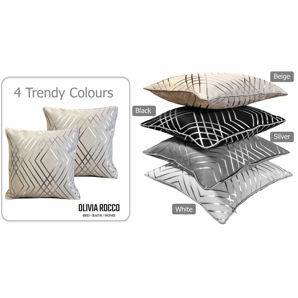 OLIVIA ROCCO Geo Sparkle Cushion Covers 2 Pack Natural For Sofa Bed Chair Lounge - Joe’s Haven