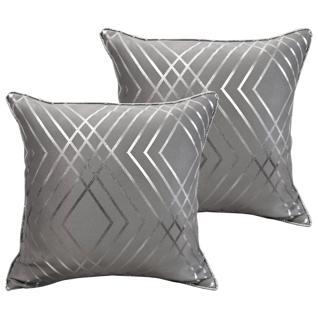 OLIVIA ROCCO Geo Sparkle Geometric Silver Cushion Covers 2 Pack For Sofa Bedroom Refresh Sofa Accent - Joe’s Haven