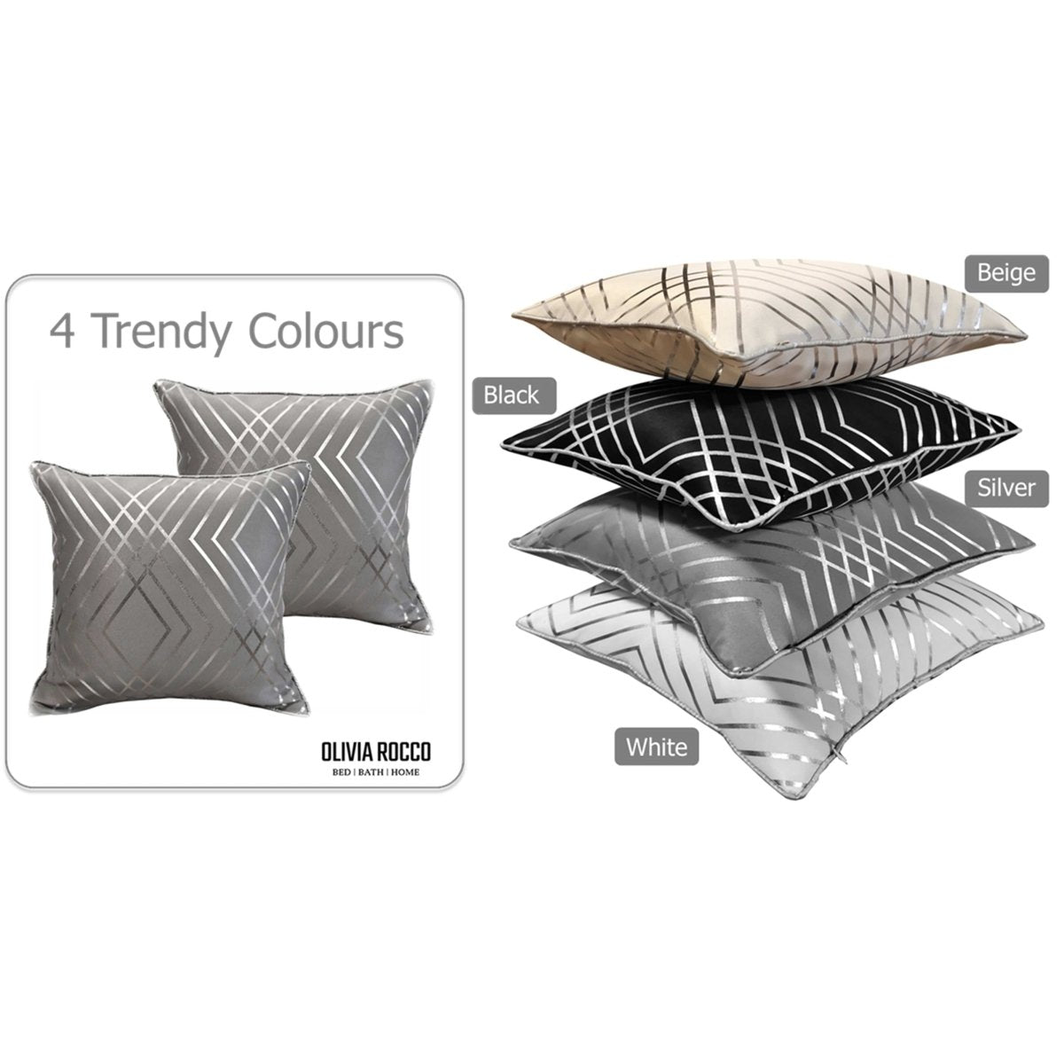 OLIVIA ROCCO Geo Sparkle Geometric Silver Cushion Covers 2 Pack For Sofa Bedroom Refresh Sofa Accent - Joe’s Haven