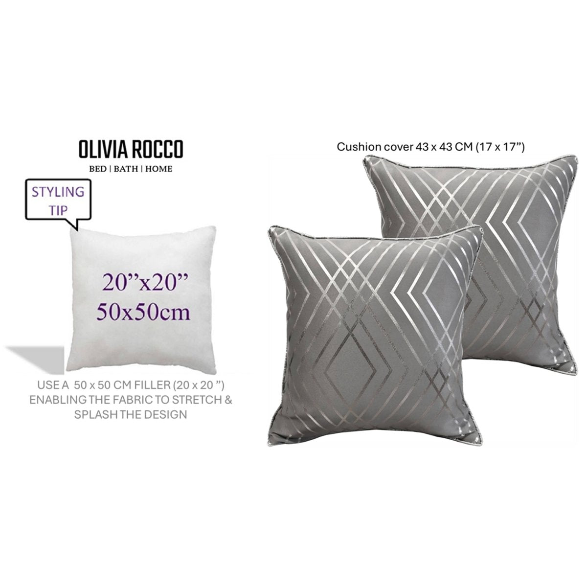 OLIVIA ROCCO Geo Sparkle Geometric Silver Cushion Covers 2 Pack For Sofa Bedroom Refresh Sofa Accent - Joe’s Haven
