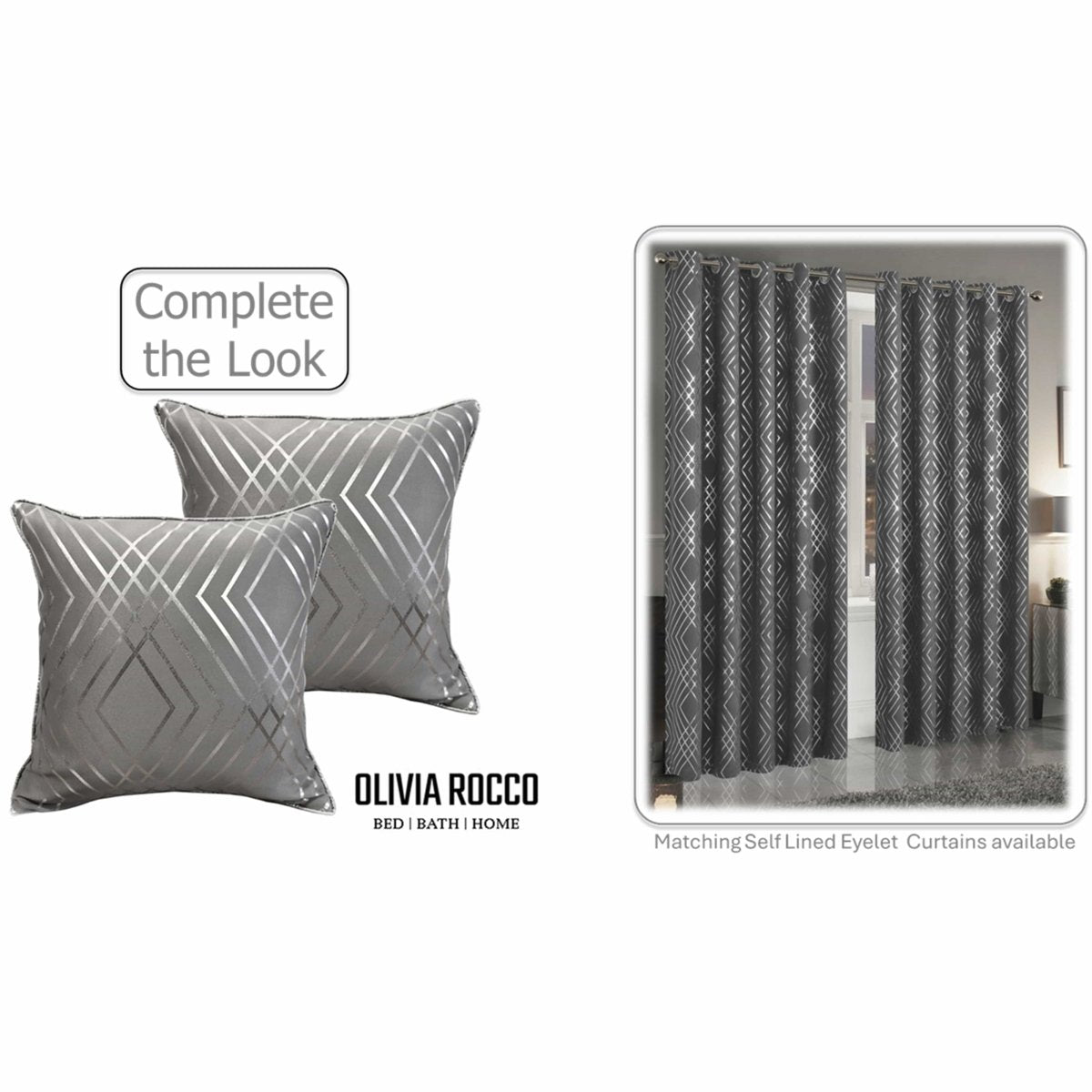 OLIVIA ROCCO Geo Sparkle Geometric Silver Cushion Covers 2 Pack For Sofa Bedroom Refresh Sofa Accent - Joe’s Haven