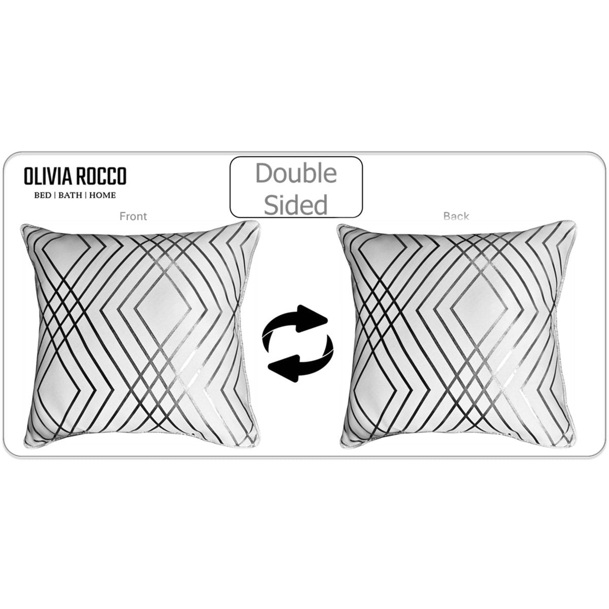 OLIVIA ROCCO Geo Sparkle Cushion Covers 2 Pack Geo White Decorative Pillow Cases For Sofa - Joe’s Haven