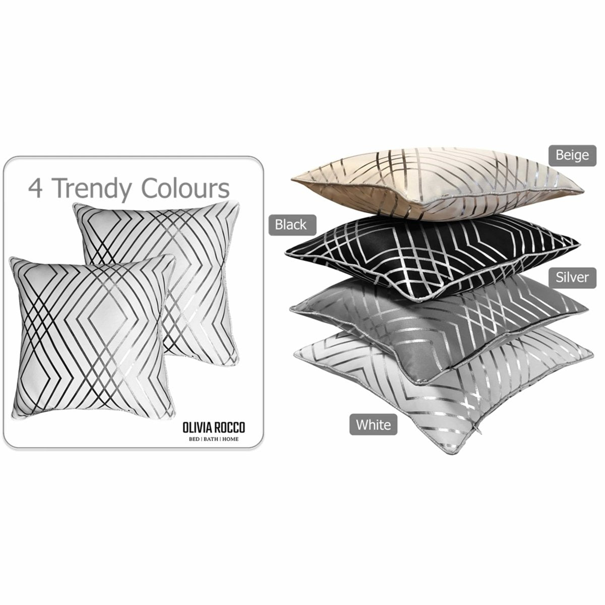 OLIVIA ROCCO Geo Sparkle Cushion Covers 2 Pack Geo White Decorative Pillow Cases For Sofa - Joe’s Haven