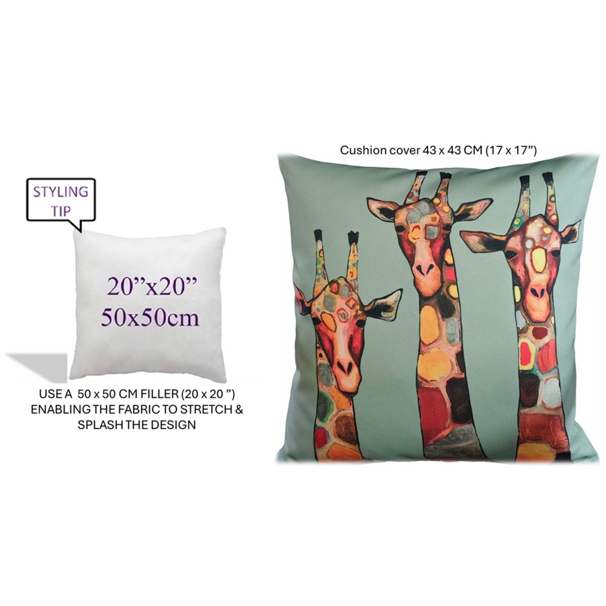 OLIVIA ROCCO Giraffe Waterproof Cushion Covers 43x43 Cm Reversible Breathable Indoor - Joe’s Haven