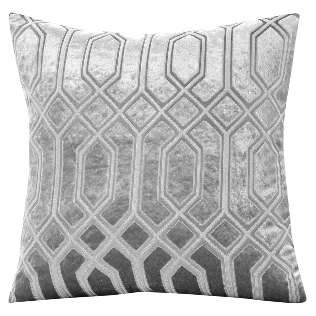OLIVIA ROCCO Luxe Geo Velvet Cushion Covers 2 Pack Grey Geometric Textured Decorative - Joe’s Haven