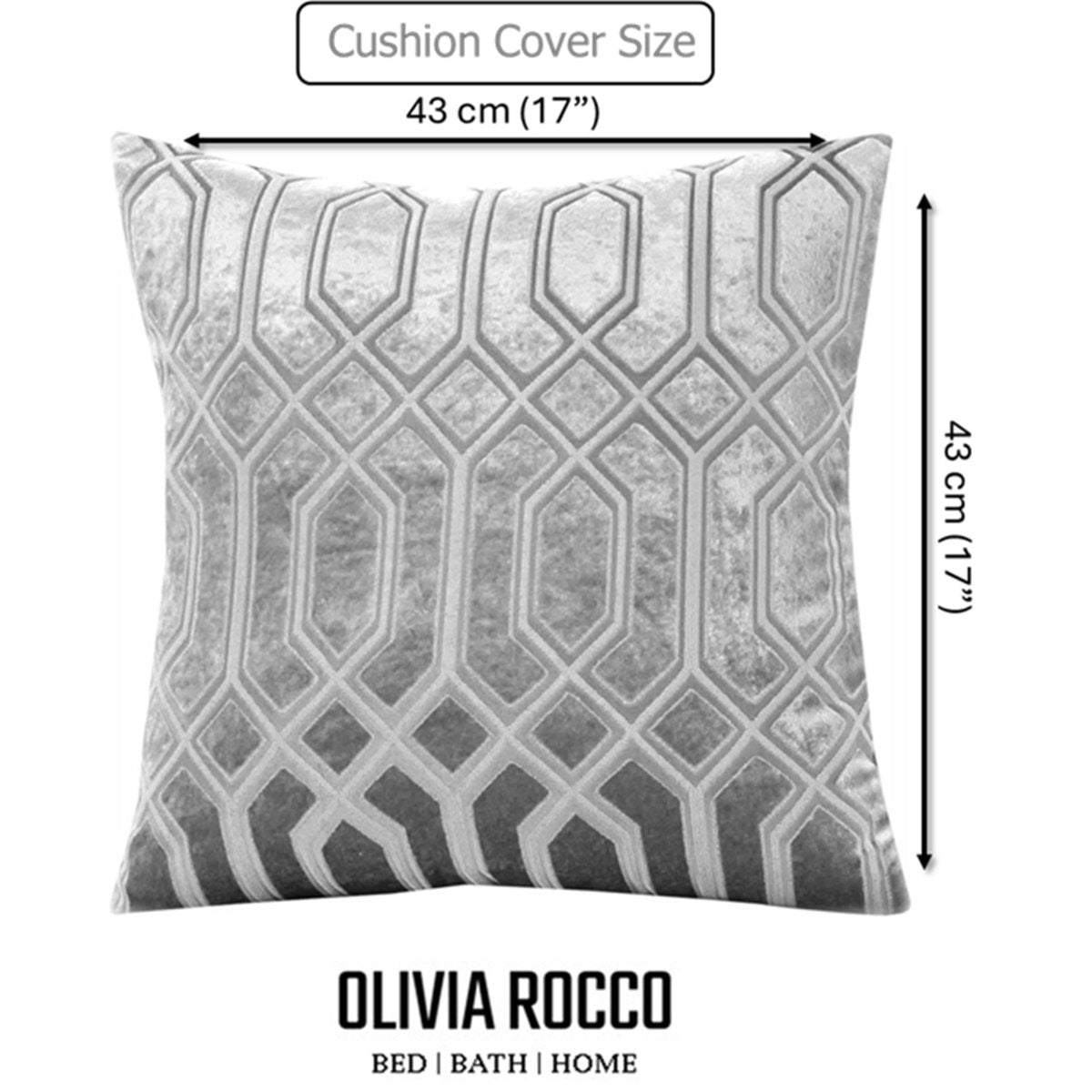 OLIVIA ROCCO Luxe Geo Velvet Cushion Covers 2 Pack Grey Geometric Textured Decorative - Joe’s Haven