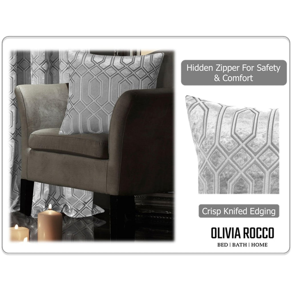 OLIVIA ROCCO Luxe Geo Velvet Cushion Covers 2 Pack Grey Geometric Textured Decorative - Joe’s Haven