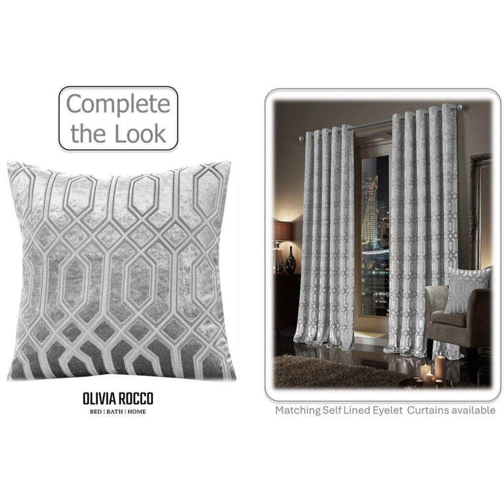 OLIVIA ROCCO Luxe Geo Velvet Cushion Covers 2 Pack Grey Geometric Textured Decorative - Joe’s Haven