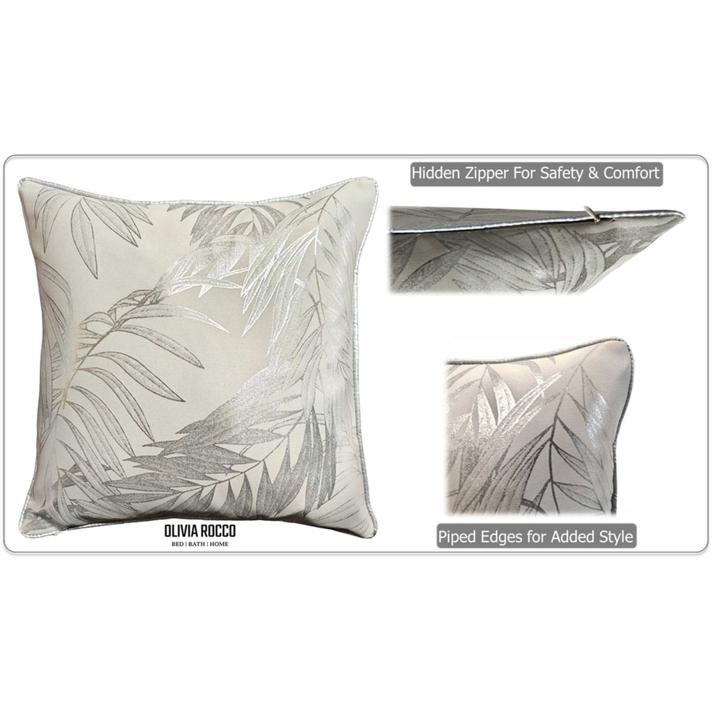 OLIVIA ROCCO Leaf Sparkle Cushion Covers 2 Pack Leaf Natural Modern Decorative Throw - Joe’s Haven