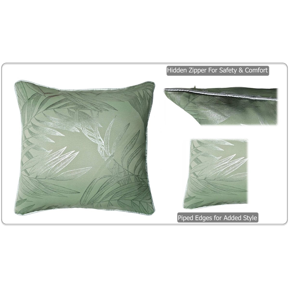 OLIVIA ROCCO Leaf Sparkle 2 Pack Cushion Covers Leaf Sage Green Modern Decorative Throw - Joe’s Haven