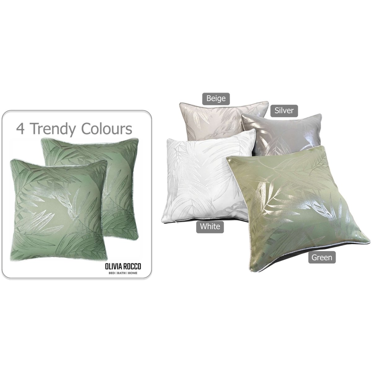 OLIVIA ROCCO Leaf Sparkle 2 Pack Cushion Covers Leaf Sage Green Modern Decorative Throw - Joe’s Haven