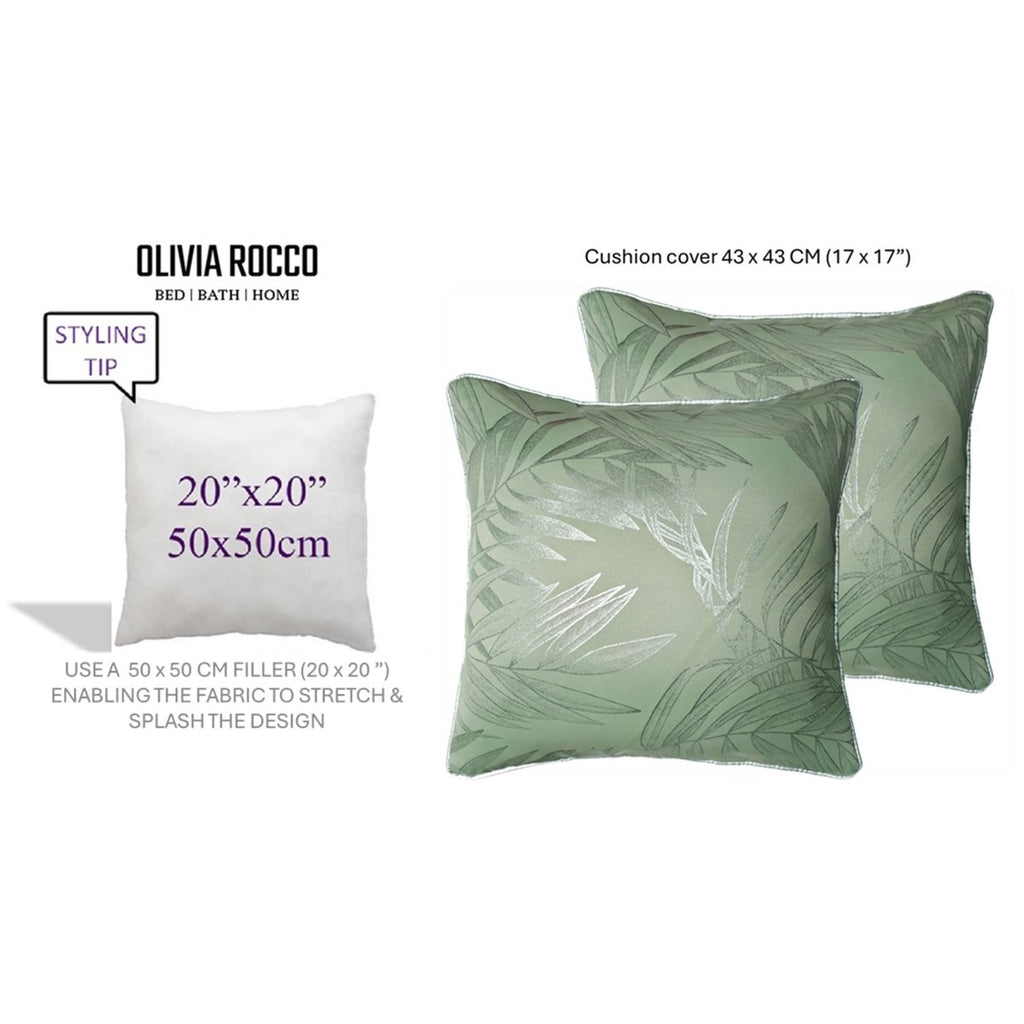 OLIVIA ROCCO Leaf Sparkle 2 Pack Cushion Covers Leaf Sage Green Modern Decorative Throw - Joe’s Haven