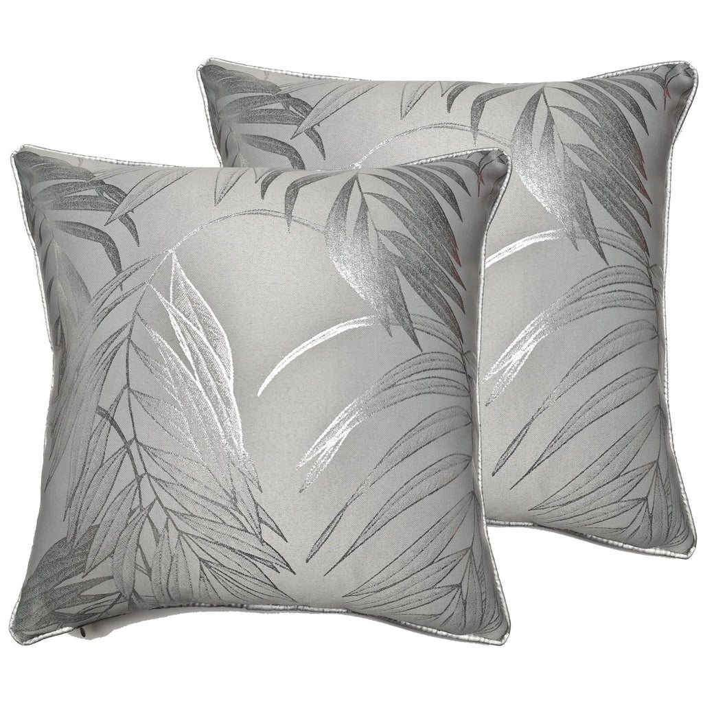 OLIVIA ROCCO Leaf Sparkle 2 Pack Cushion Covers Leaf Silver Modern Decorative Throw - Joe’s Haven