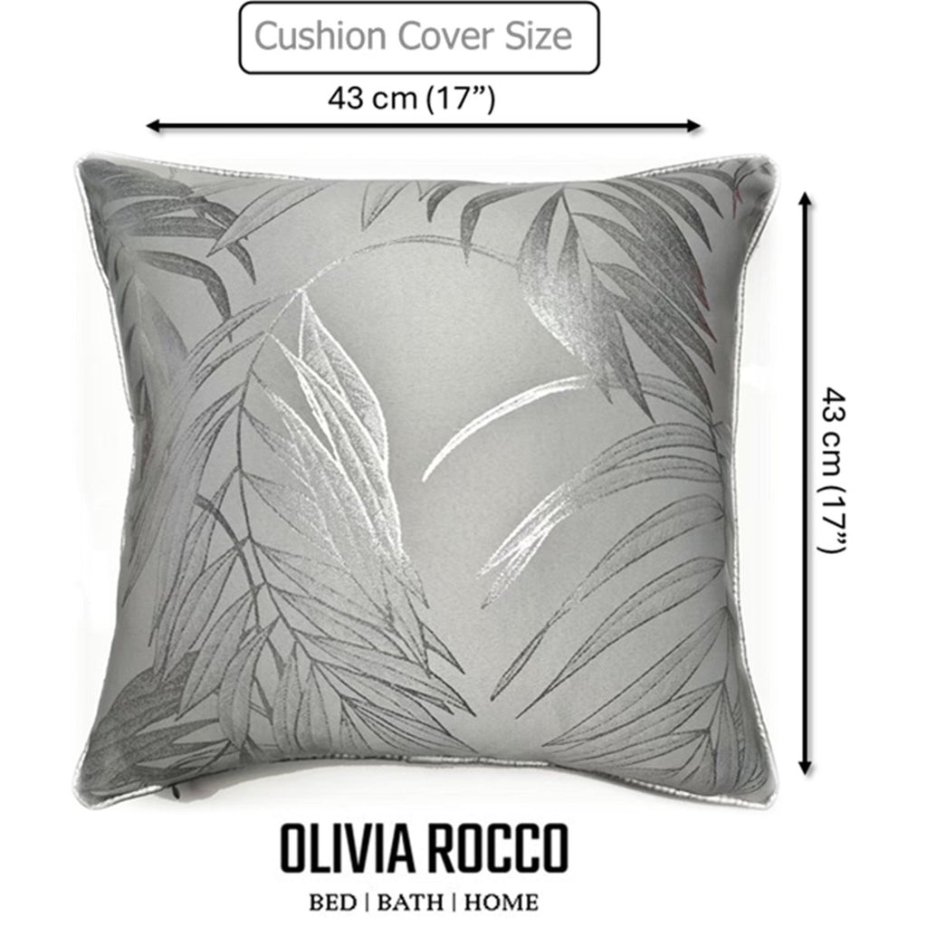 OLIVIA ROCCO Leaf Sparkle 2 Pack Cushion Covers Leaf Silver Modern Decorative Throw - Joe’s Haven