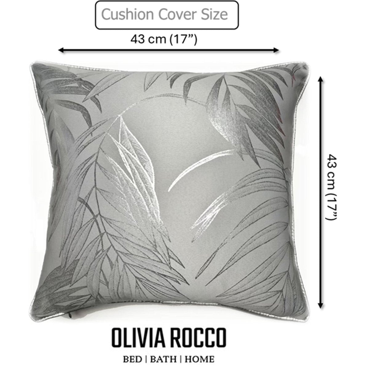 OLIVIA ROCCO Leaf Sparkle 2 Pack Cushion Covers Leaf Silver Modern Decorative Throw - Joe’s Haven