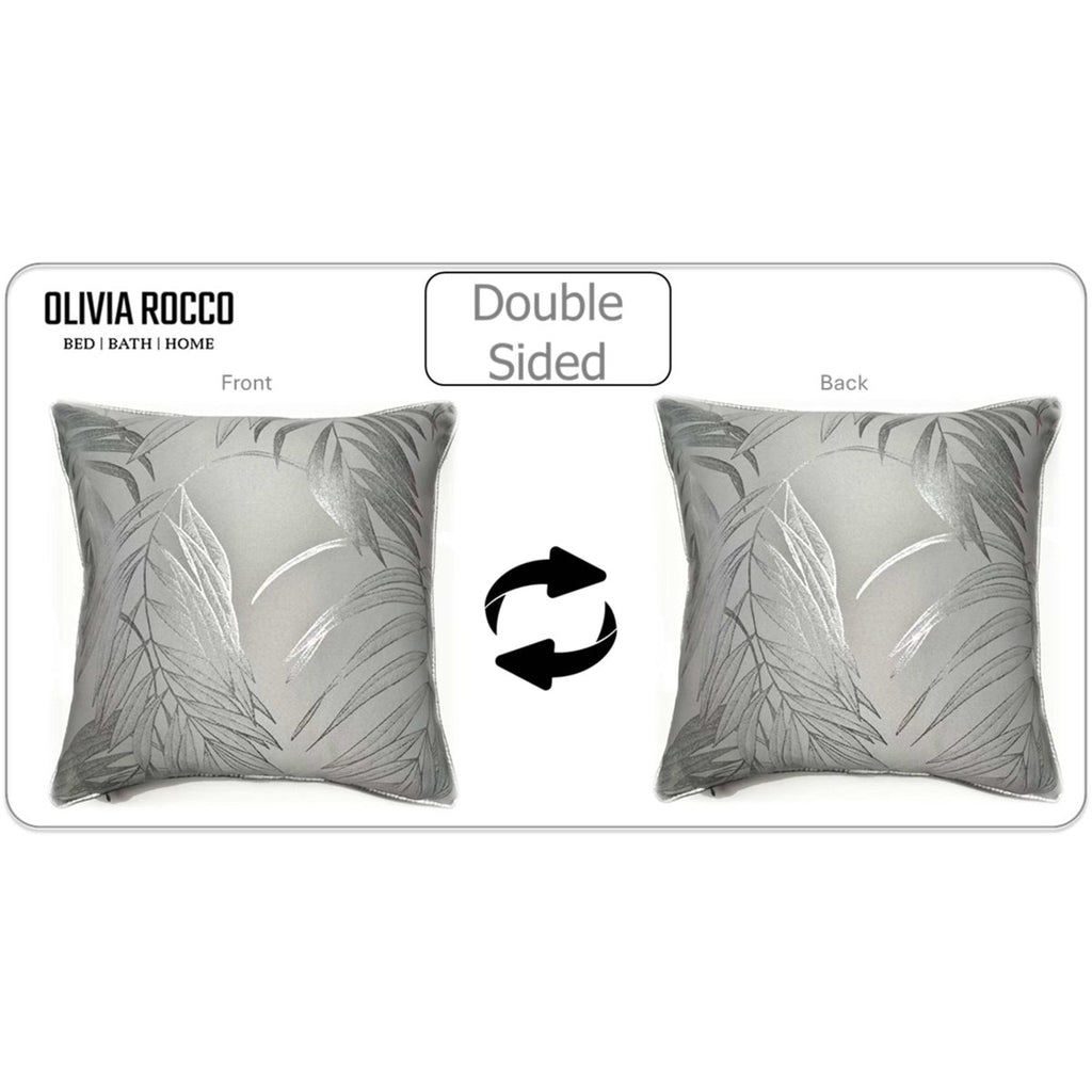 OLIVIA ROCCO Leaf Sparkle 2 Pack Cushion Covers Leaf Silver Modern Decorative Throw - Joe’s Haven