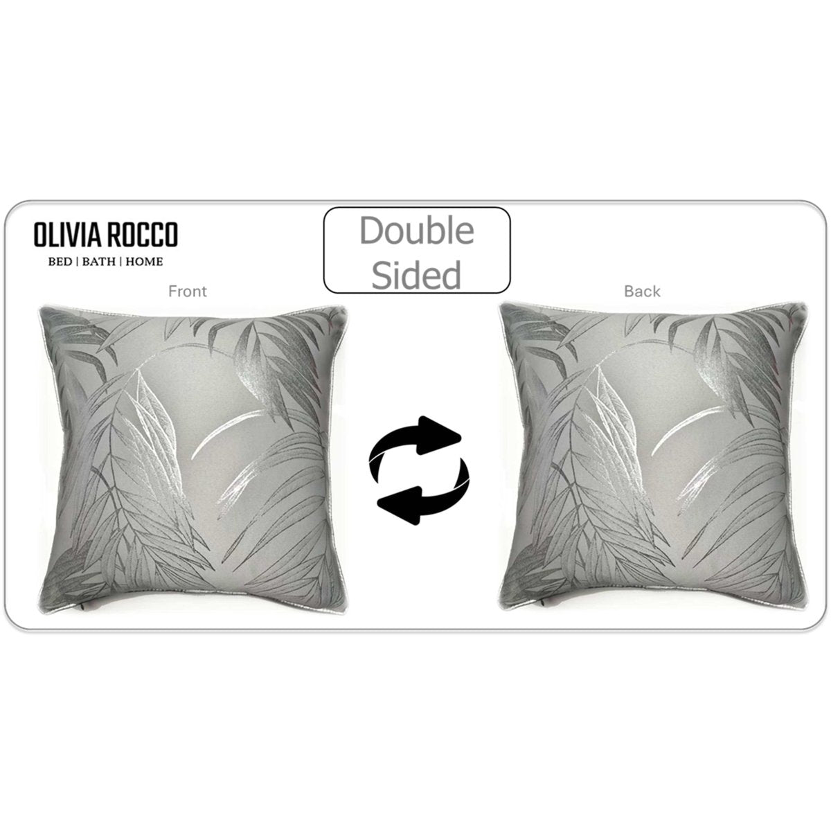 OLIVIA ROCCO Leaf Sparkle 2 Pack Cushion Covers Leaf Silver Modern Decorative Throw - Joe’s Haven