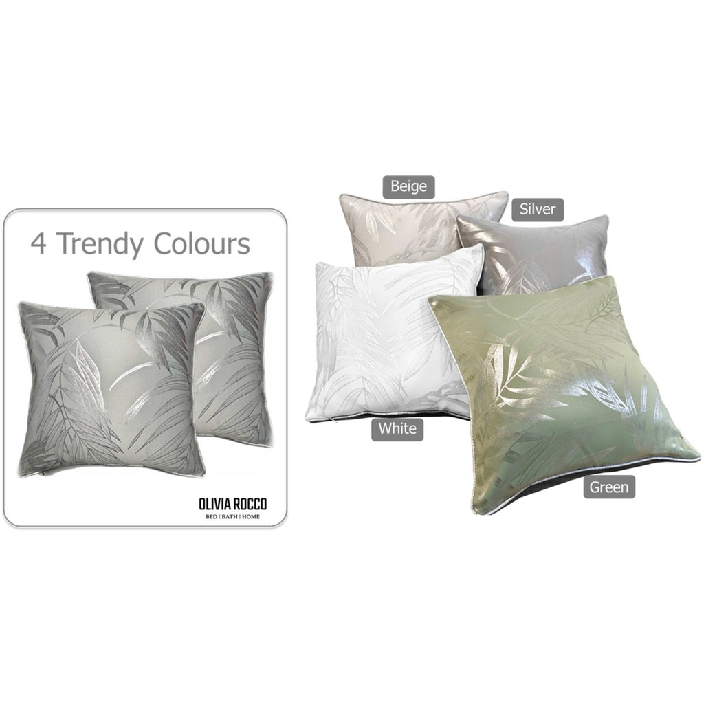 OLIVIA ROCCO Leaf Sparkle 2 Pack Cushion Covers Leaf Silver Modern Decorative Throw - Joe’s Haven