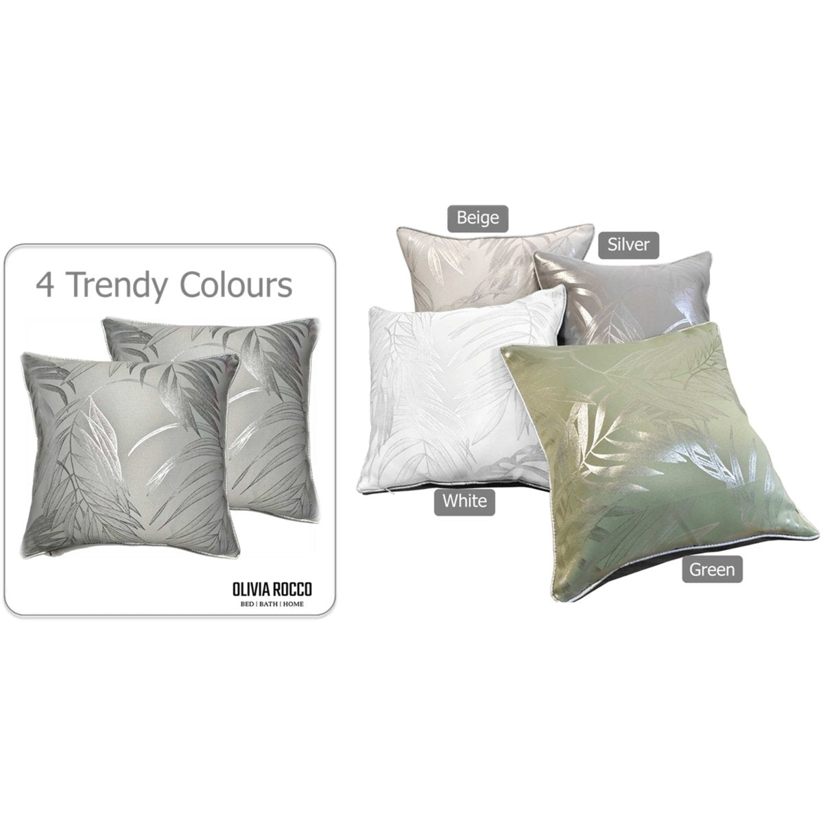 OLIVIA ROCCO Leaf Sparkle 2 Pack Cushion Covers Leaf Silver Modern Decorative Throw - Joe’s Haven