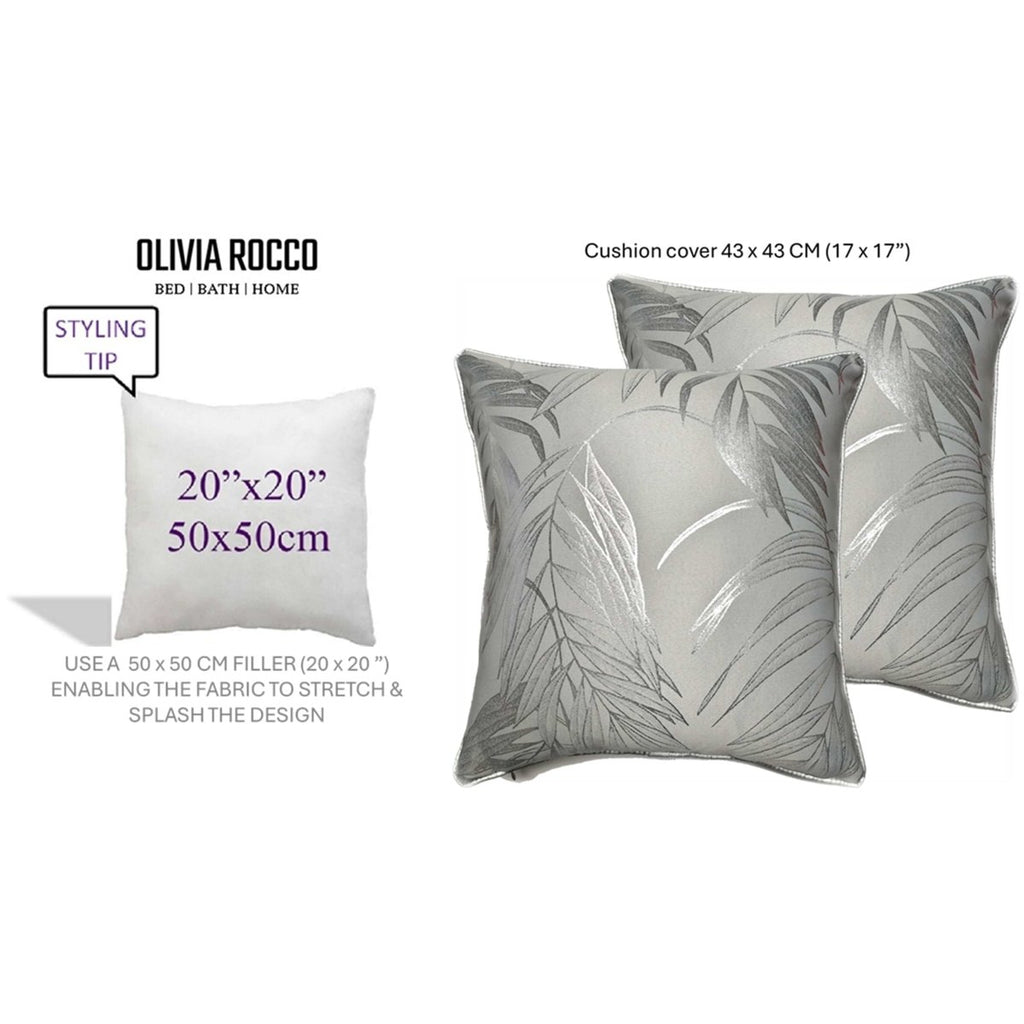 OLIVIA ROCCO Leaf Sparkle 2 Pack Cushion Covers Leaf Silver Modern Decorative Throw - Joe’s Haven