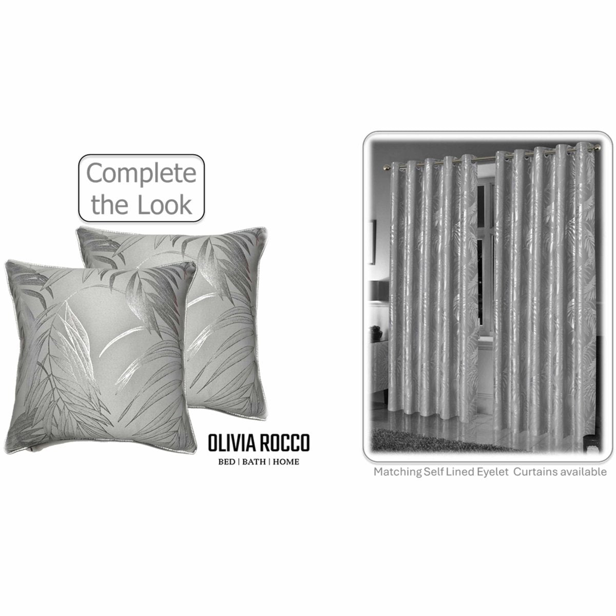 OLIVIA ROCCO Leaf Sparkle 2 Pack Cushion Covers Leaf Silver Modern Decorative Throw - Joe’s Haven