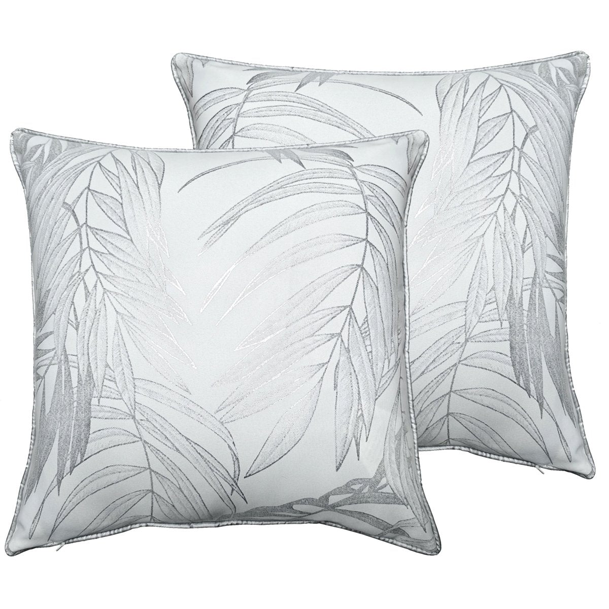 OLIVIA ROCCO Leaf Sparkle Set Of 2 Cushion Covers Leaf White Modern Decorative Throw - Joe’s Haven