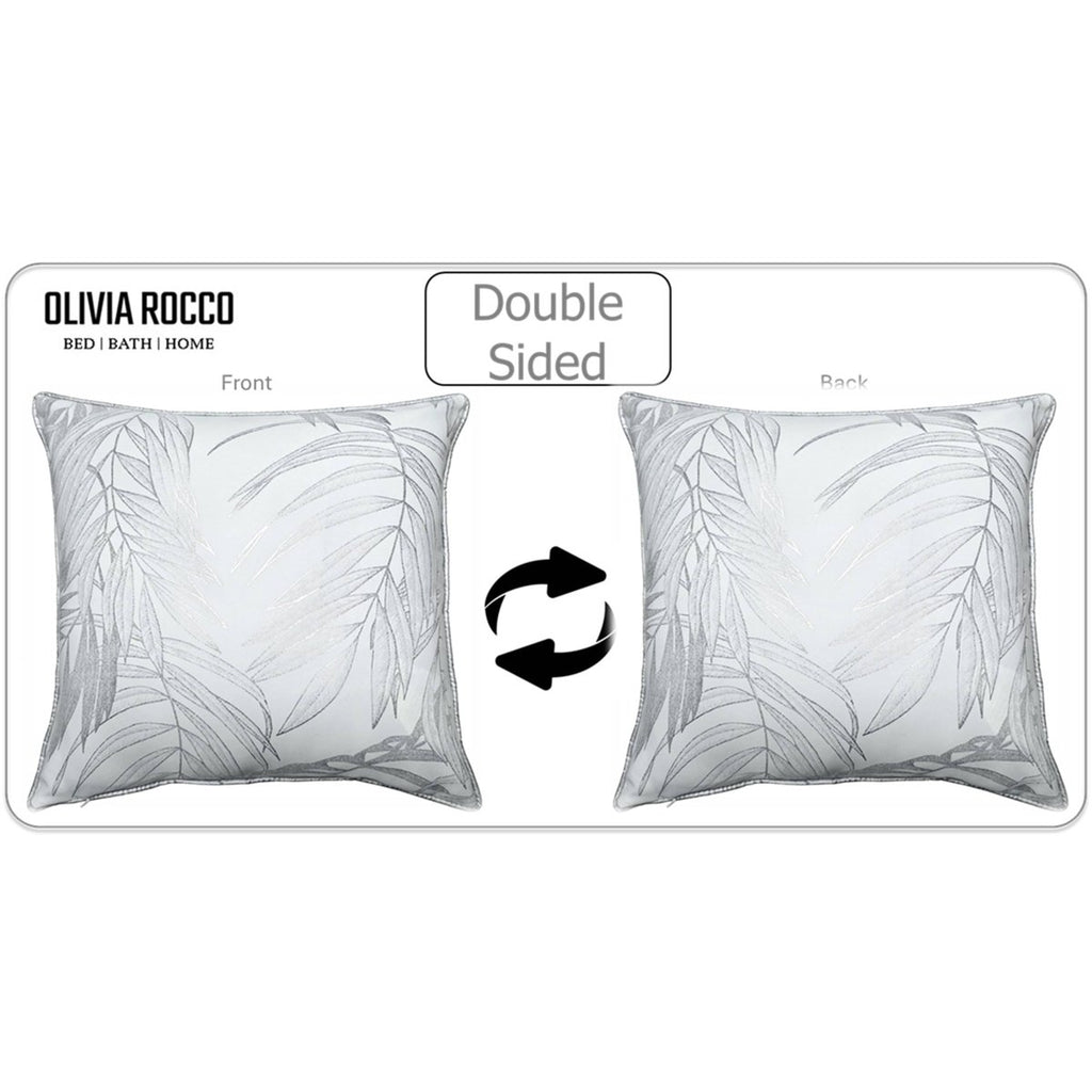 OLIVIA ROCCO Leaf Sparkle Set Of 2 Cushion Covers Leaf White Modern Decorative Throw - Joe’s Haven