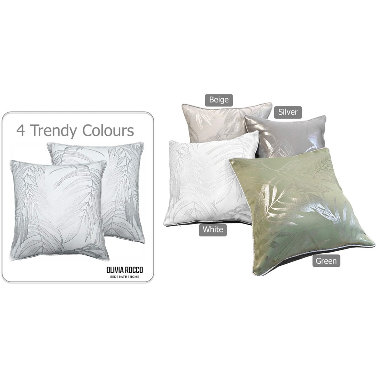 OLIVIA ROCCO Leaf Sparkle Set Of 2 Cushion Covers Leaf White Modern Decorative Throw - Joe’s Haven