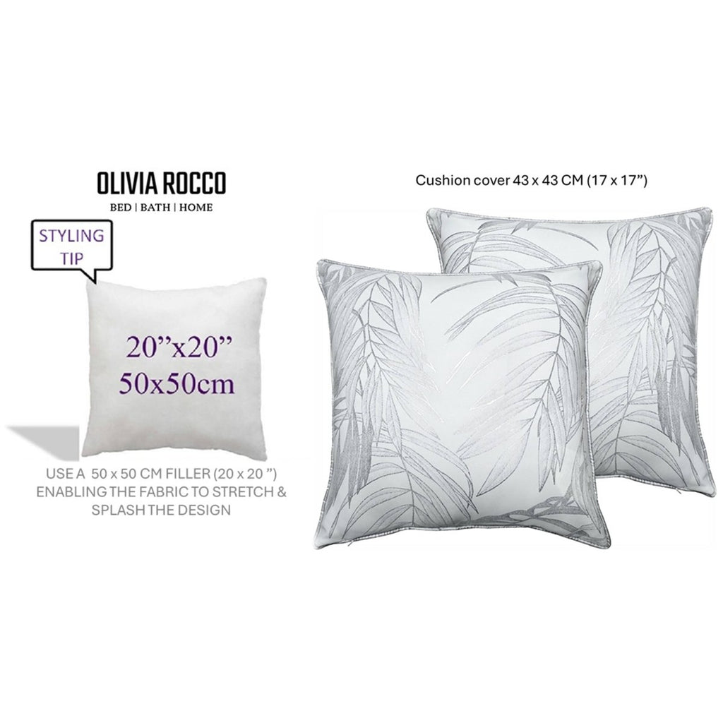 OLIVIA ROCCO Leaf Sparkle Set Of 2 Cushion Covers Leaf White Modern Decorative Throw - Joe’s Haven