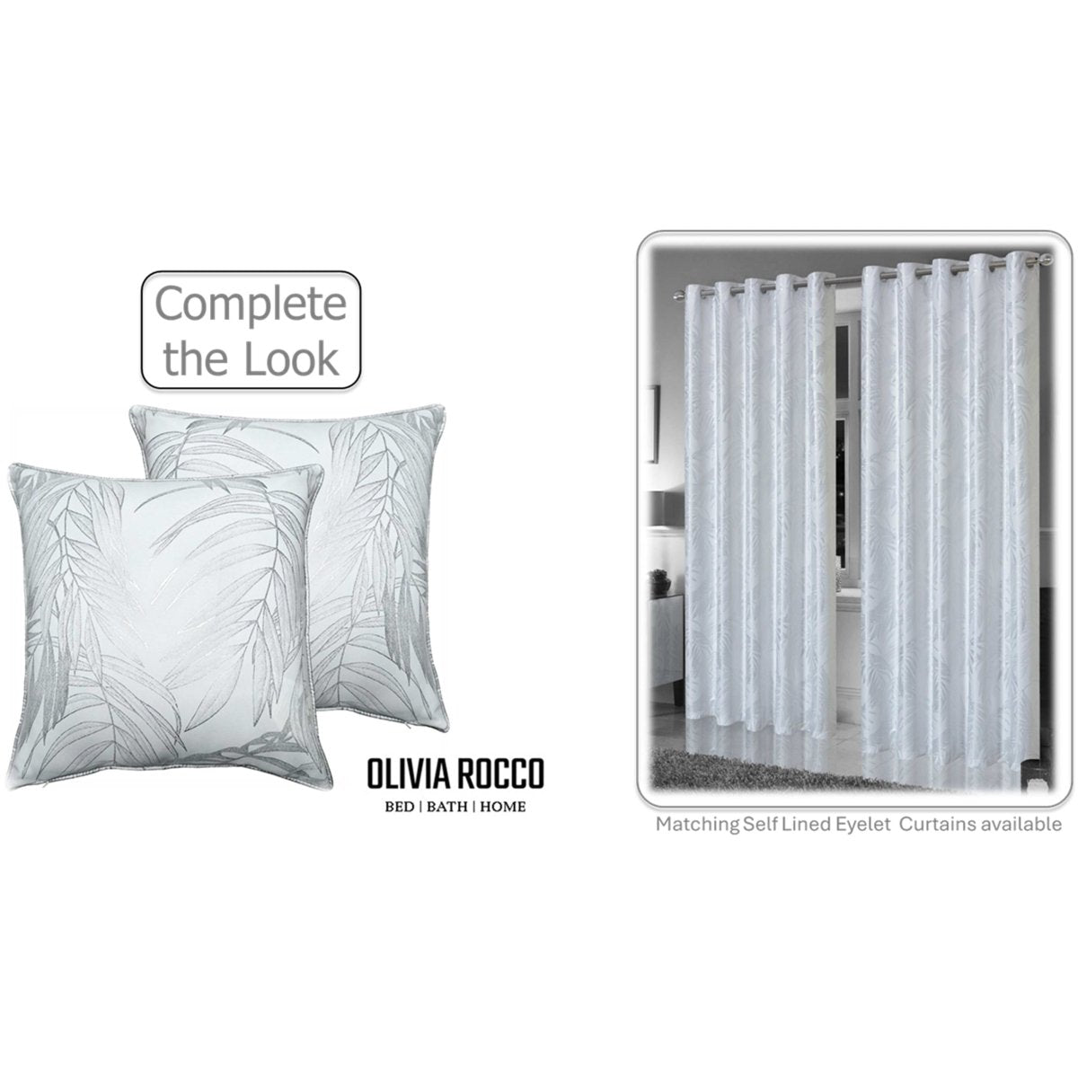 OLIVIA ROCCO Leaf Sparkle Set Of 2 Cushion Covers Leaf White Modern Decorative Throw - Joe’s Haven