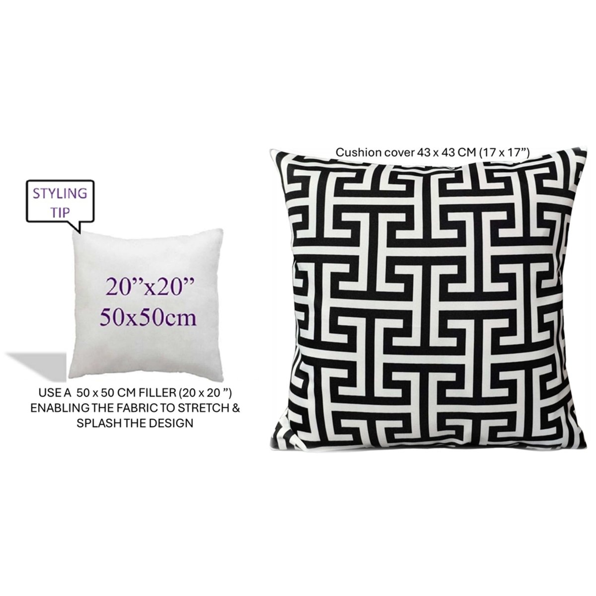 OLIVIA ROCCO Milano Black Waterproof Cushion Covers 43x43 cm Reversible Breathable - Joe’s Haven